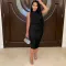 Solid half high neck hip wrap dress