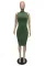 Solid half high neck hip wrap dress