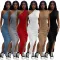 Solid pleated diagonal slit dress