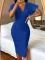 Sexy slim solid V-neck dress
