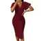 Sexy slim solid V-neck dress