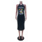 Printed sleeveless suspender dress