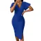 Sexy slim solid V-neck dress