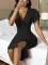 Sexy slim solid V-neck dress