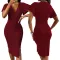 Sexy slim solid V-neck dress