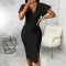 Sexy slim solid V-neck dress