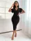 Sexy slim solid V-neck dress