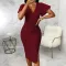 Sexy slim solid V-neck dress