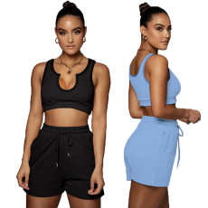 Sleeveless solid two piece set