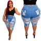 Ripped side fringe jeans