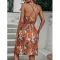 Fashion printed suspender skirt dress