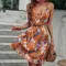 Fashion printed suspender skirt dress