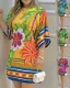Printed crew neck 5 / 4 Sleeve Dress