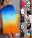 Printed gradient one shoulder casual dress