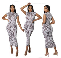 Fashion printed short sleeved dress