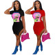 Short sleeved one-sided split irregular dress