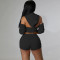 Hollow out hooded two-piece set