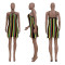 Colorful striped knitted suspender skirt