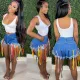 Personalized tassel denim shorts