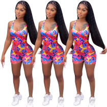 Printed suspender Jumpsuit