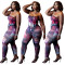 Two piece set of printed tie dyed chest wrapped trousers