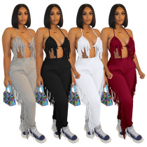 Hanging neck and low chest two-piece set