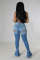 Fashionable jeans with holes and slits
