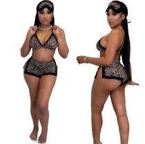 Sexy Leopard Print lace three piece set