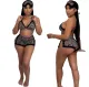 Sexy Leopard Print lace three piece set
