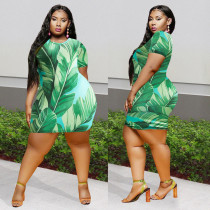 Green leaf large dress