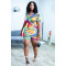 Large tape printed casual two piece set