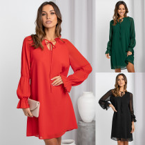 Loose flared sleeve cut-out dress