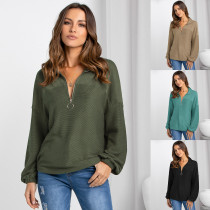 Fashion V-neck loose sweater
