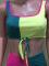 Pit strip splicing bright color skirt set