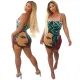 Face like pattern printed suspender dress