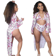 Casual printed swimsuit three piece set