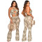 Chest wrapped straight pants thread printed two-piece set
