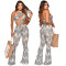 Chest wrapped straight pants thread printed two-piece set
