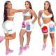 Printed drawstring elastic shorts