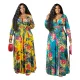 Sexy V-neck printed large floor dress