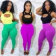 Suspender high waist elastic pants suit