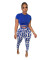 Printed pants short sleeve two piece set