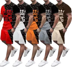 Printed two piece lovers men's suit