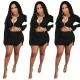 Sexy zip flare sleeve skirt set