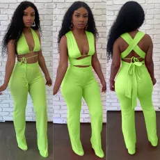 Sexy strap backless two piece set