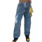 Smiling face print elastic free mid rise jeans
