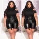 Large sexy hip wrap Leather Pants Set