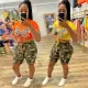 Sexy hollow out top camouflage pants set