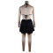 Two piece solid suspender pleated skirt