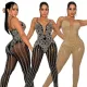 Hot drill sleeveless suspender Jumpsuit